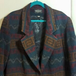 Euc 90s Braetan sz XL Heavy Wool Blazer Coat Boho Perfection and Winter Warmth!